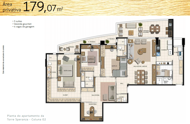 Vision Residence Apartamento com 3 suites e varanda Gourmet