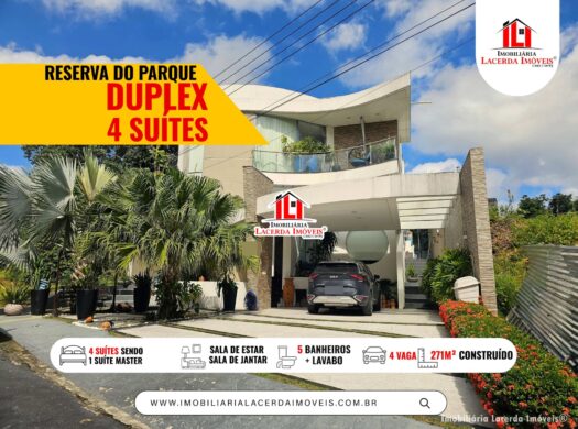 Casa Duplex com 4 suítes a VENDA, Condomínio Reserva do Parque, Ponta Negra – Manaus
