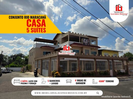 Casa triplex com 5 suítes, piscina no Conjunto Maracanã,Venda em Flores – Manaus