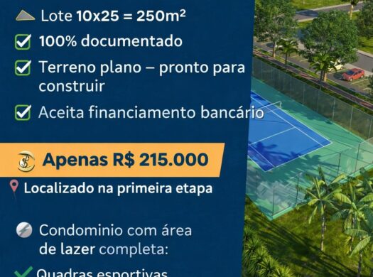 VENDO TERRENO/LOTE NO CONDOMÍNIO VIVENDA DAS MARINAS