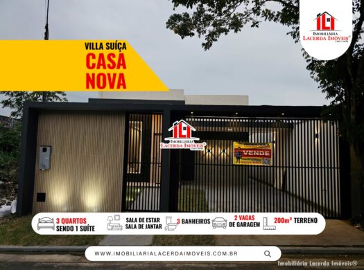 Residencial Villa Suíça | Casa 3 quartos, VENDA no Tarumã, Manaus AM
