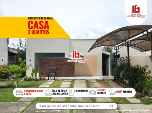 Nascentes do Tarumã | Casa 3 quartos semi-mobiliado, venda no Tarumã, Manaus AM